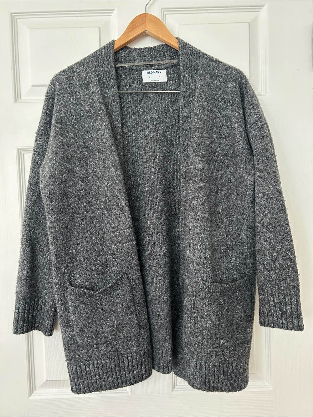Old Navy Women's Charcoal Gray Open-Front Pocket Cardigan